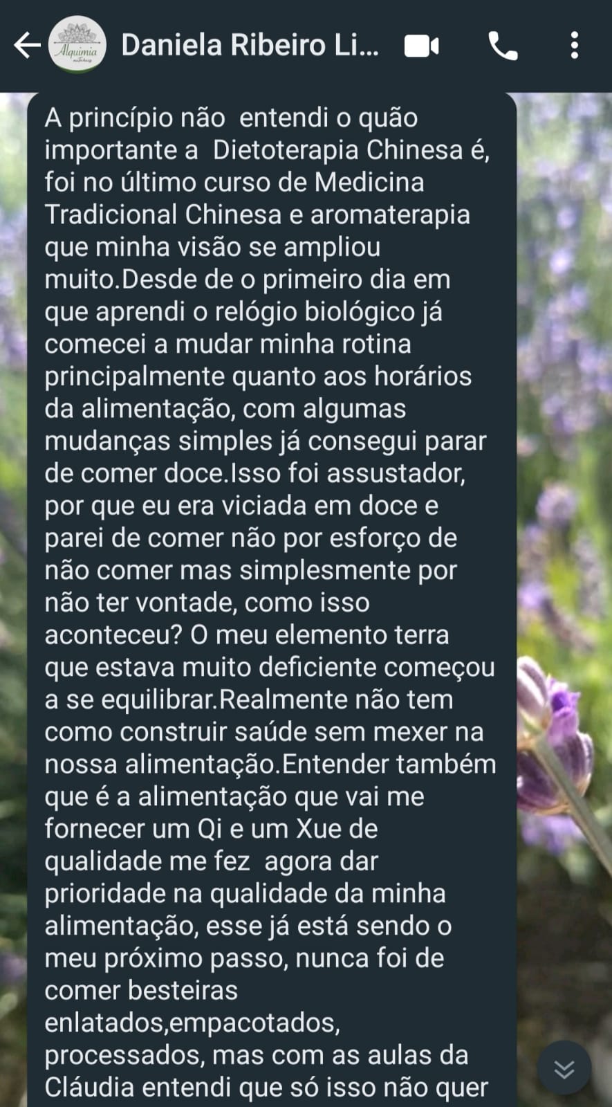 Depoimento das alunas 1